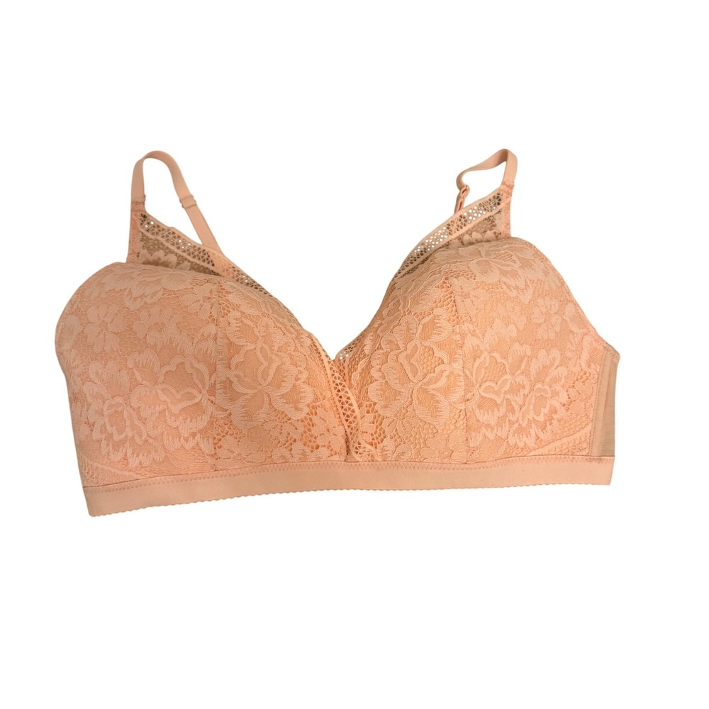 Knix‎ XXL Peach Lace Comfort Wireless Bralette Full Coverage Everyday Bra